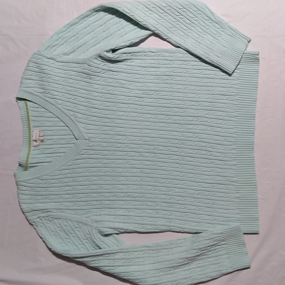 Van Heusen Seafoam / Mint Green Cable Knit V-Neck Pullover Sweater - Picture 14 of 14